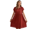 Cross-border trade Amazon 2024 European and American Fashion Summer OL style cotton and linen round-neck A-line pocket dress Item Picture